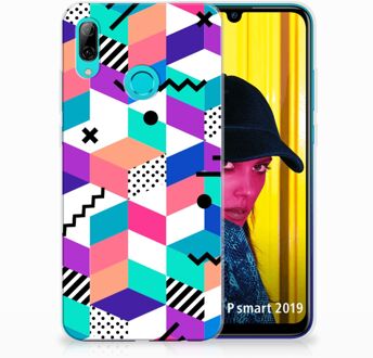 B2Ctelecom Huawei P Smart 2019 TPU Hoesje Design Blocks Colorful