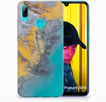 B2Ctelecom Huawei P Smart 2019 TPU Hoesje Design Marble Blue Gold