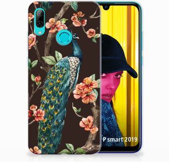 B2Ctelecom Huawei P Smart 2019 TPU Hoesje Design Pauw met Bloemen