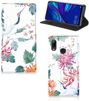 B2Ctelecom Huawei P Smart (2019) Uniek Standcase Hoesje Bird Flowers