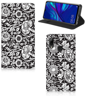 B2Ctelecom Huawei P Smart (2019) Uniek Standcase Hoesje Black Flowers