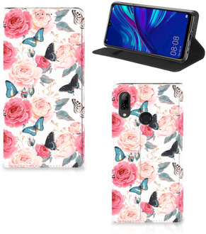 B2Ctelecom Huawei P Smart (2019) Uniek Standcase Hoesje Butterfly Roses