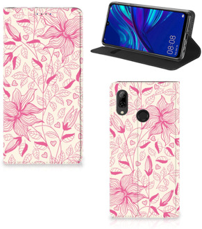 B2Ctelecom Huawei P Smart (2019) Uniek Standcase Hoesje Pink Flowers