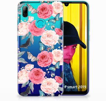 B2Ctelecom Huawei P Smart 2019 Uniek TPU Hoesje Butterfly Roses