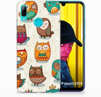 B2Ctelecom Huawei P Smart 2019 Uniek TPU Hoesje Vrolijke Uilen