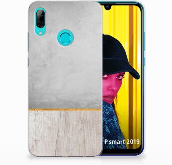 B2Ctelecom Huawei P Smart 2019 Uniek TPU Hoesje Wood Concrete