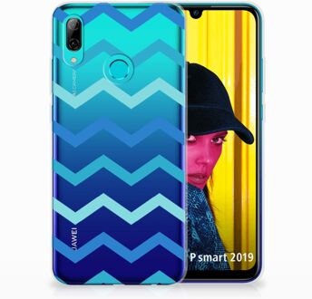 B2Ctelecom Huawei P Smart 2019 Uniek TPU Hoesje Zigzag Blauw