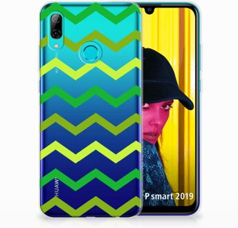 B2Ctelecom Huawei P Smart 2019 Uniek TPU Hoesje Zigzag Groen