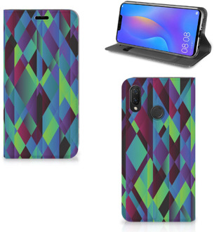 B2Ctelecom Huawei P Smart Plus Standcase Hoesje Design Abstract Green Blue