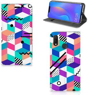 B2Ctelecom Huawei P Smart Plus Standcase Hoesje Design Blocks Colorful