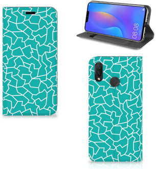 B2Ctelecom Huawei P Smart Plus Standcase Hoesje Design Cracks Blue