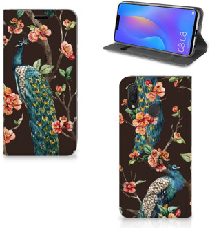 B2Ctelecom Huawei P Smart Plus Standcase Hoesje Design Pauw met Bloemen