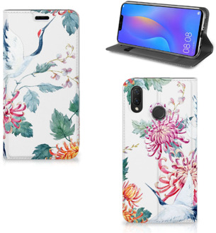 B2Ctelecom Huawei P Smart Plus Uniek Standcase Hoesje Bird Flowers