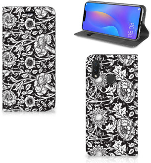 B2Ctelecom Huawei P Smart Plus Uniek Standcase Hoesje Black Flowers