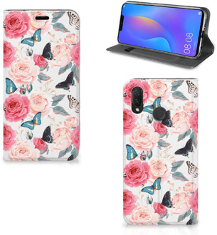 B2Ctelecom Huawei P Smart Plus Uniek Standcase Hoesje Butterfly Roses