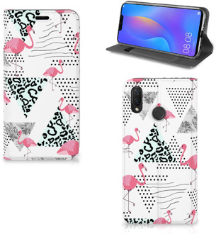 B2Ctelecom Huawei P Smart Plus Uniek Standcase Hoesje Flamingo Triangle