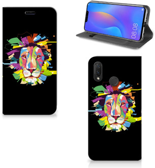 B2Ctelecom Huawei P Smart Plus Uniek Standcase Hoesje Lion Color