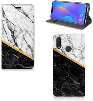 B2Ctelecom Huawei P Smart Plus Uniek Standcase Hoesje Marble White Black