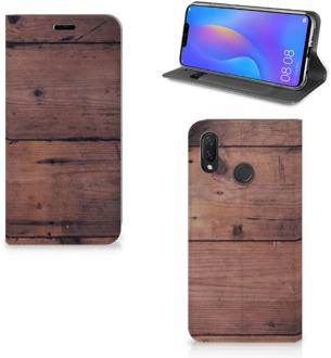 B2Ctelecom Huawei P Smart Plus Uniek Standcase Hoesje Old Wood