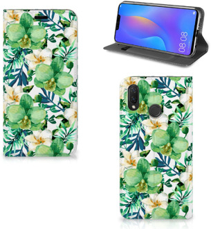 B2Ctelecom Huawei P Smart Plus Uniek Standcase Hoesje Orchidee Groen