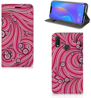 B2Ctelecom Huawei P Smart Plus Uniek Standcase Hoesje Swirl Pink