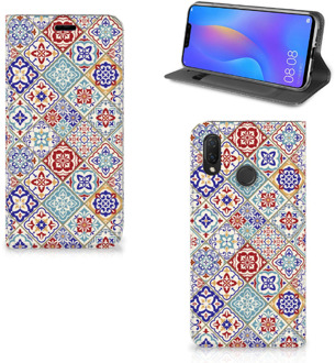 B2Ctelecom Huawei P Smart Plus Uniek Standcase Hoesje Tiles Color