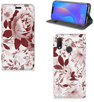 B2Ctelecom Huawei P Smart Plus Uniek Standcase Hoesje Watercolor Flowers