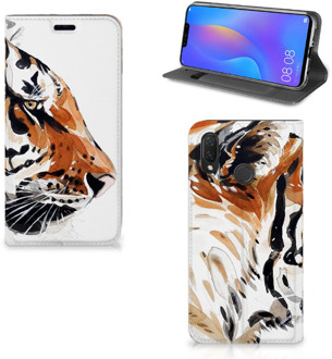 B2Ctelecom Huawei P Smart Plus Uniek Standcase Hoesje Watercolor Tiger