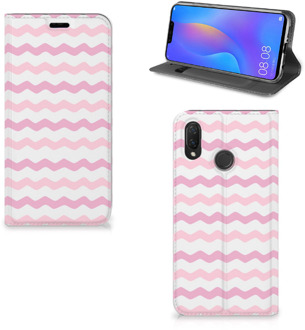 B2Ctelecom Huawei P Smart Plus Uniek Standcase Hoesje Waves Roze