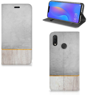 B2Ctelecom Huawei P Smart Plus Uniek Standcase Hoesje Wood Concrete