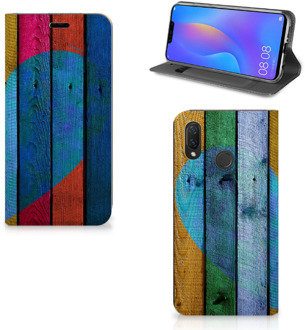 B2Ctelecom Huawei P Smart Plus Uniek Standcase Hoesje Wood Heart