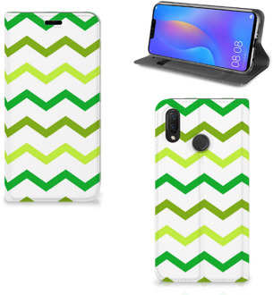 B2Ctelecom Huawei P Smart Plus Uniek Standcase Hoesje Zigzag Groen