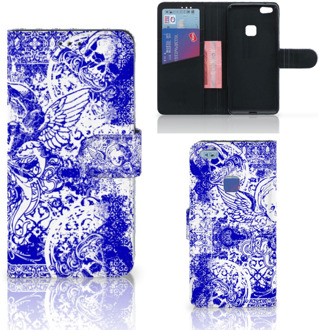 B2Ctelecom Huawei P10 Lite Bookcase Hoesje Angel Skull Blue