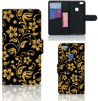 B2Ctelecom Huawei P10 Lite Bookcase Hoesje Design Gouden Bloemen