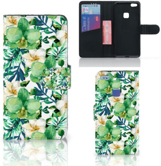 B2Ctelecom Huawei P10 Lite Bookcase Hoesje Orchidee Groen