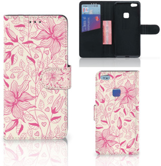 B2Ctelecom Huawei P10 Lite Bookcase Hoesje Pink Flowers