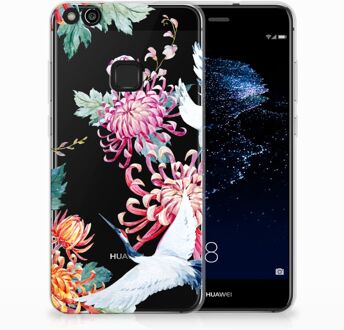 B2Ctelecom Huawei P10 Lite Uniek TPU Hoesje Bird Flowers