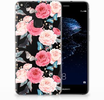 B2Ctelecom Huawei P10 Lite Uniek TPU Hoesje Butterfly Roses