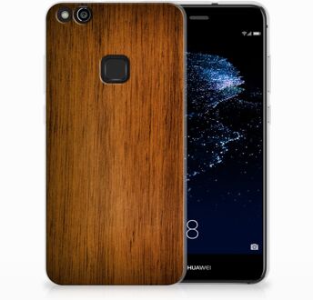 B2Ctelecom Huawei P10 Lite Uniek TPU Hoesje Donker Hout