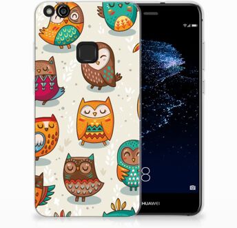 B2Ctelecom Huawei P10 Lite Uniek TPU Hoesje Vrolijke Uilen