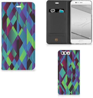 B2Ctelecom Huawei P10 Plus Standcase Hoesje Design Abstract Green Blue