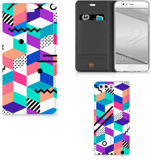 B2Ctelecom Huawei P10 Plus Standcase Hoesje Design Blocks Colorful