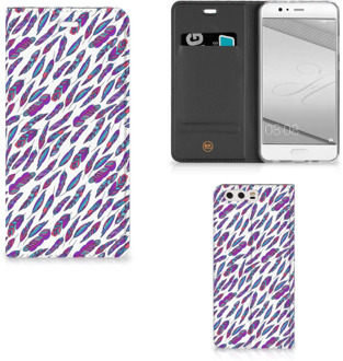 B2Ctelecom Huawei P10 Plus Standcase Hoesje Design Feathers Color