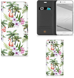 B2Ctelecom Huawei P10 Plus Standcase Hoesje Design Flamingo Palms