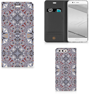 B2Ctelecom Huawei P10 Plus Standcase Hoesje Design Flower Tiles