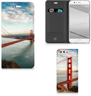 B2Ctelecom Huawei P10 Plus Standcase Hoesje Design Golden Gate Bridge