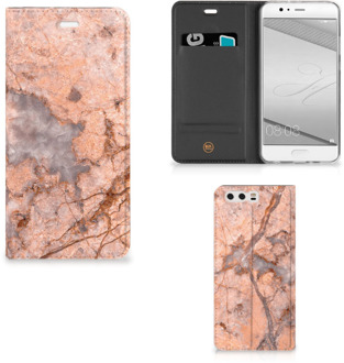 B2Ctelecom Huawei P10 Plus Standcase Hoesje Design Marmer Oranje