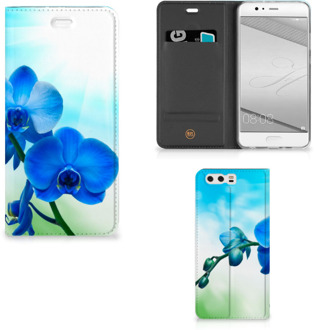 B2Ctelecom Huawei P10 Plus Standcase Hoesje Design Orchidee Blauw