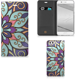 B2Ctelecom Huawei P10 Plus Standcase Hoesje Design Purple Flower