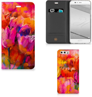 B2Ctelecom Huawei P10 Plus Standcase Hoesje Design Tulpen